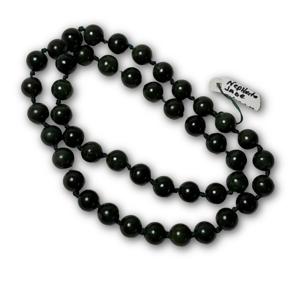 Estate Nephrite Jade Beaded Necklace